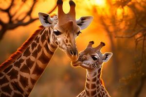 girrafe in oerwoud. hd scheermes scherp afbeeldingen voor behang. ai generatief foto