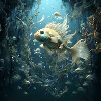 duiken in de kleurrijk wereld van aquatisch fotografie door een bekend dieren in het wild fotograaf. ai generatief foto