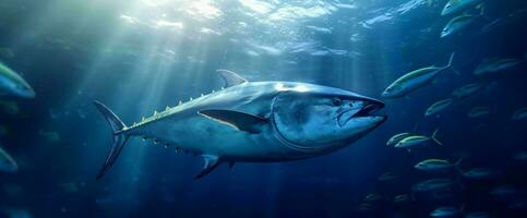 blauwvintonijn tonijn vis onder de oceaan. generatief ai foto