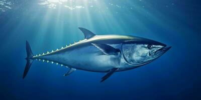 blauwvintonijn tonijn vis onder de oceaan. generatief ai foto