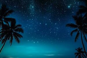 sterrenhemel nacht lucht Aan nieuw jaren vooravond in een tropisch plaats achtergrond met leeg ruimte voor tekst foto