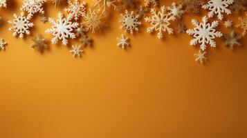 goud sneeuwvlokken met kopiëren ruimte foto