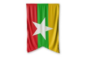 Myanmar vlag en wit achtergrond. - afbeelding. foto