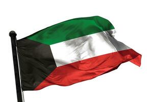 Koeweit vlag Aan een wit achtergrond. - afbeelding. foto