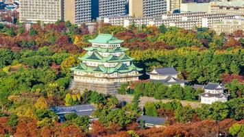 nagoya kasteel en skyline van de stad, japan foto