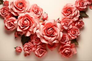 elegant roos plein kader illustratie bloemen decoratief ontwerp, ai gegenereerd foto