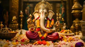 ganesh chaturthi Hindoe festival van de olifant god ai gegenereerd foto