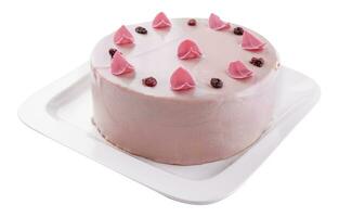 mooi roze taart versierd met suikerglazuur suiker rozen foto