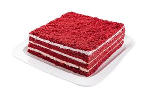 red velvet cake op wit bord foto