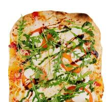 Italiaans pizza met tomaten, Mozzarella kaas en rucola foto