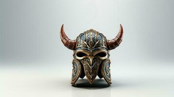 viking helm met hoorns Aan een wit achtergrond. 3d illustratie foto