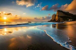 de strand behang door persoon. ai-gegenereerd foto