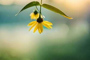 geel bloem hangende van een Liaan. ai-gegenereerd foto