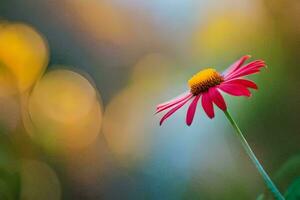 een single roze bloem is in de voorgrond. ai-gegenereerd foto