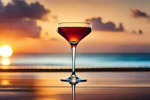 cocktail Aan de strand, zonsondergang, zonsondergang, zonsondergang, zonsondergang, zonsondergang, zonsondergang, zonsondergang. ai-gegenereerd foto