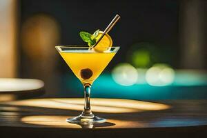 cocktail in een glas met een rietje. ai-gegenereerd foto