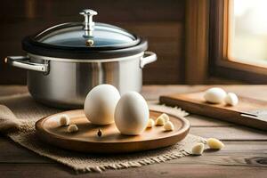 hoe naar koken eieren in de langzaam fornuis. ai-gegenereerd foto