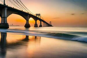 de brug van de toekomst. ai-gegenereerd foto