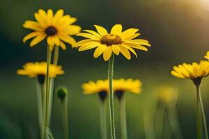 geel bloemen in de zon. ai-gegenereerd foto