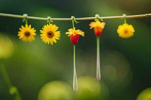 foto behang de lucht, bloemen, de zon, de lucht, bloemen, de zon, de. ai-gegenereerd