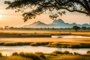 de zonsopkomst over- de kangoeroe eiland nationaal park. ai-gegenereerd foto