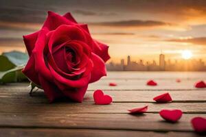 de roos is de symbool van liefde en romantiek, en de stad is de symbool van liefde en. ai-gegenereerd foto