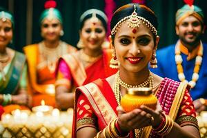 Indisch bruiloft in Indië. ai-gegenereerd foto