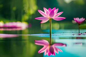 roze lotus bloem in de water. ai-gegenereerd foto