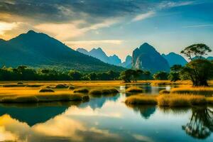 de li rivier- in China. ai-gegenereerd foto