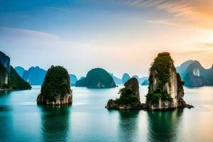 Halong baai, Vietnam. ai-gegenereerd foto