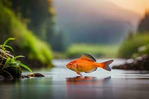 foto behang de lucht, water, vis, rivier, natuur, rivier, water, vis,. ai-gegenereerd