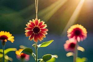 zonlicht schijnend door een bloem. ai-gegenereerd foto