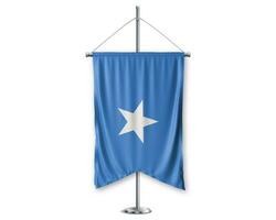 Somalië omhoog wimpels 3d vlaggen Aan pool staan ondersteuning voetstuk realistisch reeks en wit achtergrond. - beeld foto
