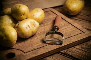 vers aardappelen. Aan zwart achtergrond. foto