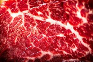 rauw rundvlees pulp. macro achtergrond. rundvlees textuur. foto