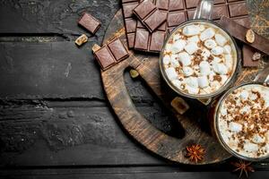 heet chocola met marshmallows. foto