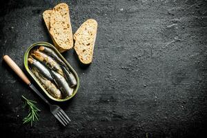 sprot met plakjes van brood en rozemarijn. foto