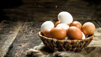 vers eieren in een mand. foto