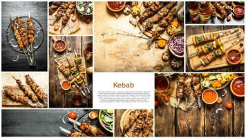 voedsel collage van shish kebab . foto