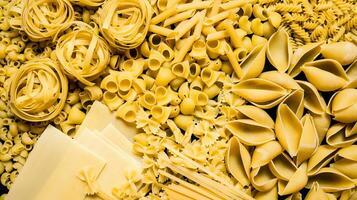 pasta achtergrond . gemengd droog pasta . foto