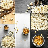 voedsel collage van popcorn. foto