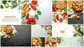 voedsel collage van plak groenten . foto