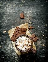 warme chocolademelk met marshmallows foto