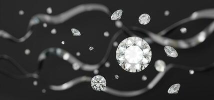 witte diamanten groep vallen soft focus bokeh achtergrond 3D-rendering foto