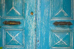blauw hout deur structuur achtergrond foto