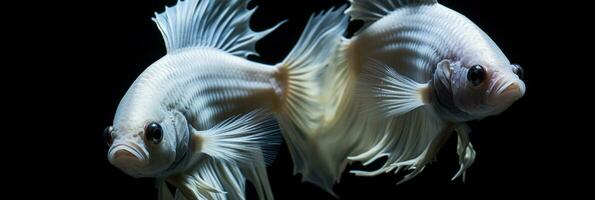 aquatisch elegantie - verbijsterend detail van betta vis Aan zwart achtergrond. generatief ai, foto