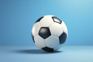 voetbal bal Aan licht blauw achtergrond. generatief ai foto
