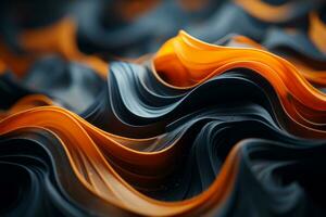 een abstract beeld van oranje en zwart golven generatief ai foto