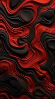 een rood en zwart achtergrond met golven en wervelingen generatief ai foto