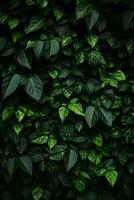 een muur gedekt in groen bladeren generatief ai foto